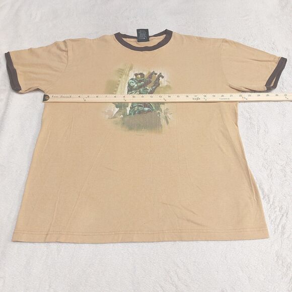 VTG Y2K Xbox Halo 2 Master Chief T Shirt Ringer Brown Promo Men's Size Large - Picture 6 of 9